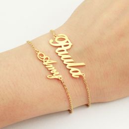 Personalised Graduation Gifts Custom Name Bracelet Stainless Steel Pulseras Rose Gold Baby Kids Nameplate Bracelet Femme Jewellery
