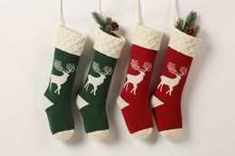 New knitted Christmas stockings gift bag ornaments home scene layout elk candy bag 46cm dc965