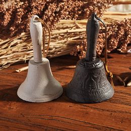 Metal Iron Hand Bell with Leather Rope Retro Vintage Bell for Bar Restaurant Coffee Shop Handmade Crafts