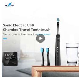 SEAGO SG-949 Sonic Electric Toothbrush with Smartimer 5 Brushing Modes 3 Brush Heads USB Charging Waterproof IPX7 Tooth Care