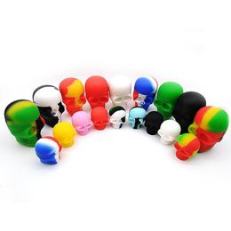 New Colorful Silicone Skull Shape 3ML 15ML Storage Box Container Holder Vessel For Wax Oil Herb Pill Snuff Snorter Powder Smoking Pipe Tool