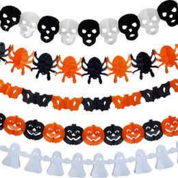 Halloween decorative props supplies pull spider bat pull flag banner pumpkin paper pull flower WCW744