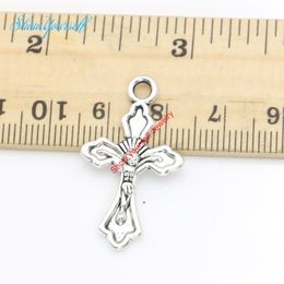 Wholesale- Silver Plated Crosses Charms Pendants for Necklace Jewellery Making DIY Handmade Craft 31x18mm