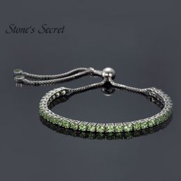 Fashion- Round Manchurian Peridot Sterling Silver Adjustable Tennis Bracelet