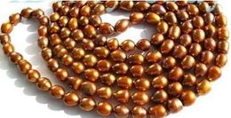 8-9mm Brown Coffee Freshwater Pearl Necklace, 50 "
