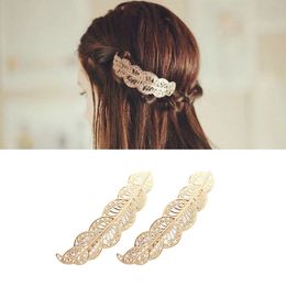 European USA Hot Selling Luxury Designer Hair Clips Wedding Engagement Vintage Hollowed Out Leaf Hair Pins for Women Girls