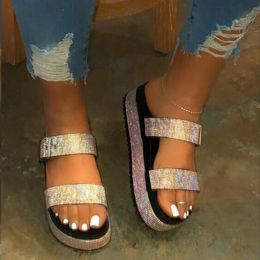 women shoes glitter luxury Golden Platform Sandals woman Party Sandals ladies wedges Comfortable Big Size 42/43 CX200616