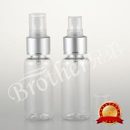 Free shipping 50pcs/lot 40ml round plastic spray bottle Aluminum nozzle, empty fine mist spray pump container bottles