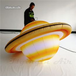 Customised Lighting Inflatable Saturn Planet The Sixth Planet Of Solar System Circled By Rings For Ceiling/Ground Decoration