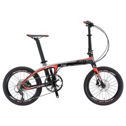 SAVA Z1 Carbon Fiber Sport Portable Folding Bicycle SHIMANO Derailleur 9-Speed Flywheel 20 Inch Tire - Black