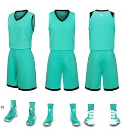 2019 New Blank Basketball jerseys printed logo Mens size S-XXL cheap price fast shipping good quality Teal Green T0012r