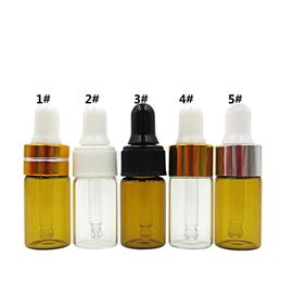 3ml Mini Empty Dropper Bottle Portable Aromatherapy Esstenial Oil Bottle with Glass Eye Dropper amber and clear Colours