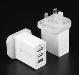 UK Plug 30W Quick Charge 3.0 QC 3.0 Fast Charging Adapter 5V 2.4A Multi Plug Charger 3 USB triple port For Mobile Phone