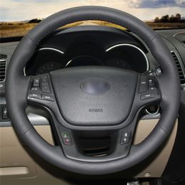 Car Steering Wheel Cover Hand Stitc H On Wrap Cover Car Interior Decoration For Kia Sorento 2009 2014 Kia Cadenza K7 2011 2015