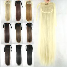 55cm Long Synthetic Clip in Ponytail 10 Colours Simulation Human Hair ponytails perruques de cheveux humains Pelucas MW055