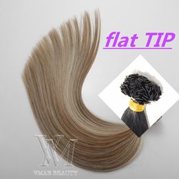 VMAE 100% Virgin Remy Single Donor Double Drawn Top Quality Piano color #60 #8 Flat I U Tip Straight keratin Glue Human Hair Extensions