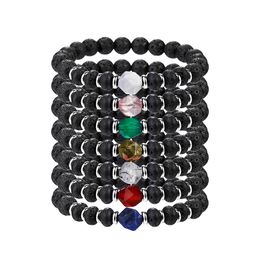 8MM Natural Black Lava Stone Aspect Crystal bead Bracelet DIY Aromatherapy Essential Oil Diffuser Bracelet For women jewelry