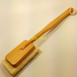 free shipping Natural Loofah Brush Exfoliating Dead Skin Body Scrubber Loofah Brush with Long Detachable Wooden Handle Back Brush
