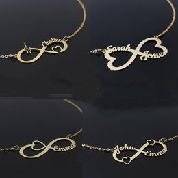 Custom Infinity Name Necklace Personalised Silver Gold Rose Heart Choker Necklace Women Men Bridesmaid Gift Couple Jewellery BFF