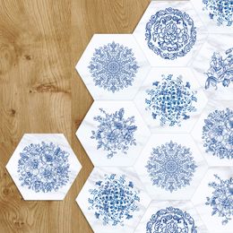 Tile Floor Stickers Blue White Porcelain Marble Anti-Slip Self-Adhesive Waterproof Wall Sticker for Bathroom Kitchen Top Quality