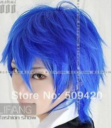 FREE SHIPPIN +++ NEW Vocaloid Kaito short blue layered cosplay Wig