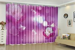 Wholesale 3d Curtains Print Beautiful Love And Beautiful Flowers 3d Flower Curtain Digital Printing HD Practical Curtains
