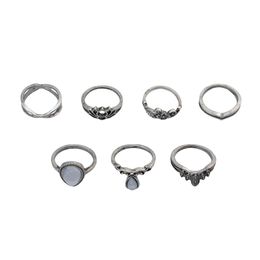 7pcs/set Fashion Vintage Silver Gold plated Knuckle Nail Midi Ring for Women Jewellery