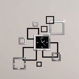 new hot acrylic wall clocks 3d sticker europe fashion modern Quartz watch design sliver & black clocks art