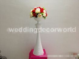 White Candle Holders Metal Candlestick Flower Vase Table Centrepiece Event Flower Rack Road Lead Wedding Decoration decor00077