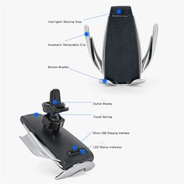 For Samsung S20 NOTE10 Automatic Clamping Wireless Fast Car Charger Air Vent Mount Holder Wireless Charging