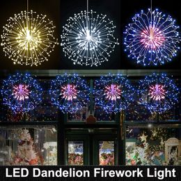 120/198 LEDs String Lights Remote Control Waterproof Dandelion Firework LED Copper Wire String Lights Christmas Firework Fairy Lights