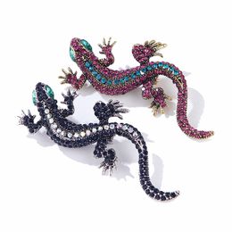 Fashion Lizard Rhinestone Brooch Pin Women Geckos Animal Pins and Brooches Clothes Jewelry Vintage Metal Brosch