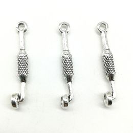 2019 Wholesale lot 100PCS tobacco pipe antique silver charms pendants jewelry findings DIY for necklace bracelet 28*4mm