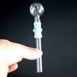 5.5 Inch Coloured Thicken Glass Pipes High Quality 5 Colour Pyrex Smoking Handle Burner Oil Tube Top Fashion In Stock