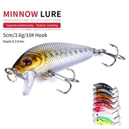 NEWUP 8pcs 5cm 3.6g Quality Minnow Pescaria Fishing Lure 3D Eye Bass Topwater Hard bait crankbait wobblers For fishing tackle