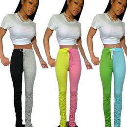 stacked Sweatpants Women stacked pants leggings High Waist Skinny Pencil Pants Ladies Casual Joggers Women Sweat