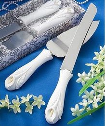 Fashion wedding cake knife set creative cut cakes wedding gift with box elegant stainless steel souvenir