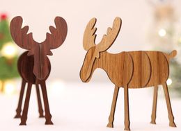 Hot Home Festive DIY Wooden Elk Ornaments Christmas Decoration Ornaments Children's Gifts Deer For Home Bars Shopping Malls Festive Pendant