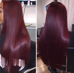 Peruvian Burgundy Hair Weave Straight Weft 99J Wine Red Human Hair Bundles Unprocessed Weaves