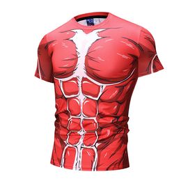 Titan T Gömlek Erkekler Yaz Sıkıştırma Gömlek Japonya Anime Tee Gömlek Erkek Yaz Kısa Kollu Fitness Tops Tees