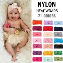21 Colors Childrens American Style Fashion Ins Sweet Bow Headbands Baby Photo Props Baby Girls Solid Cotton Elastic Headbands