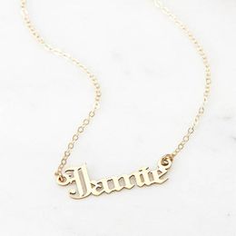 Fashion- Name Gold Colour Old English Necklace Stainless Steel Chain Custom Font Necklace For Women Men Wedding Jewellery