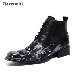 Batzuzhi Fashion Men Boots Shoes Lace-up Handmade Leather Ankle Boots Business Party Formal Leather Boots botas hombre,US6-US12