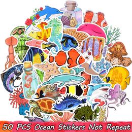 50 PCS Waterproof Ocean Life Stickers for Kids Teens to DIY Water Bottle Cooler Laptop Tablet Luggage Journal Party Favors Room Decor