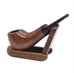 Cross-border hot-selling red sandalwood pipe, flannel bag packing, old-fashioned curved portable filter cigarette holder