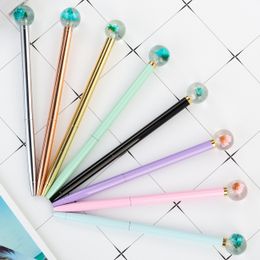 Glass Ball Dried Flower Metal Ballpoint Pen School Student Writing Gift Office Writing Supplies Stationery Creative Pen 8 Color