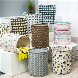 Laundry storage baskets INS Storage Bags Cartoon Printed Bins Bucket Foldable Clothing Organizer Kids Room Laundry Bag 15 Designs DW472