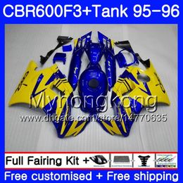 Body +Tank For HONDA CBR600RR CBR 600F3 CBR 600 F3 FS 95 96 289HM.17 CBR600FS CBR600 F3 95 96 CBR600F3 Blue yellow stock 1995 1996 Fairings