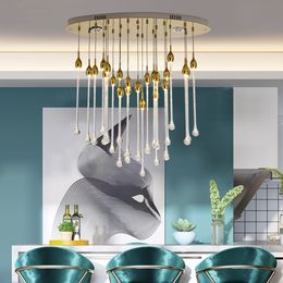 Modern LED pendant light single crystal water drop hanging lamps restaurant light fixtures in the living dining room lamps