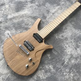 Custom new natural color 7 strings ELM body electric guitar color logo and shape can be customized